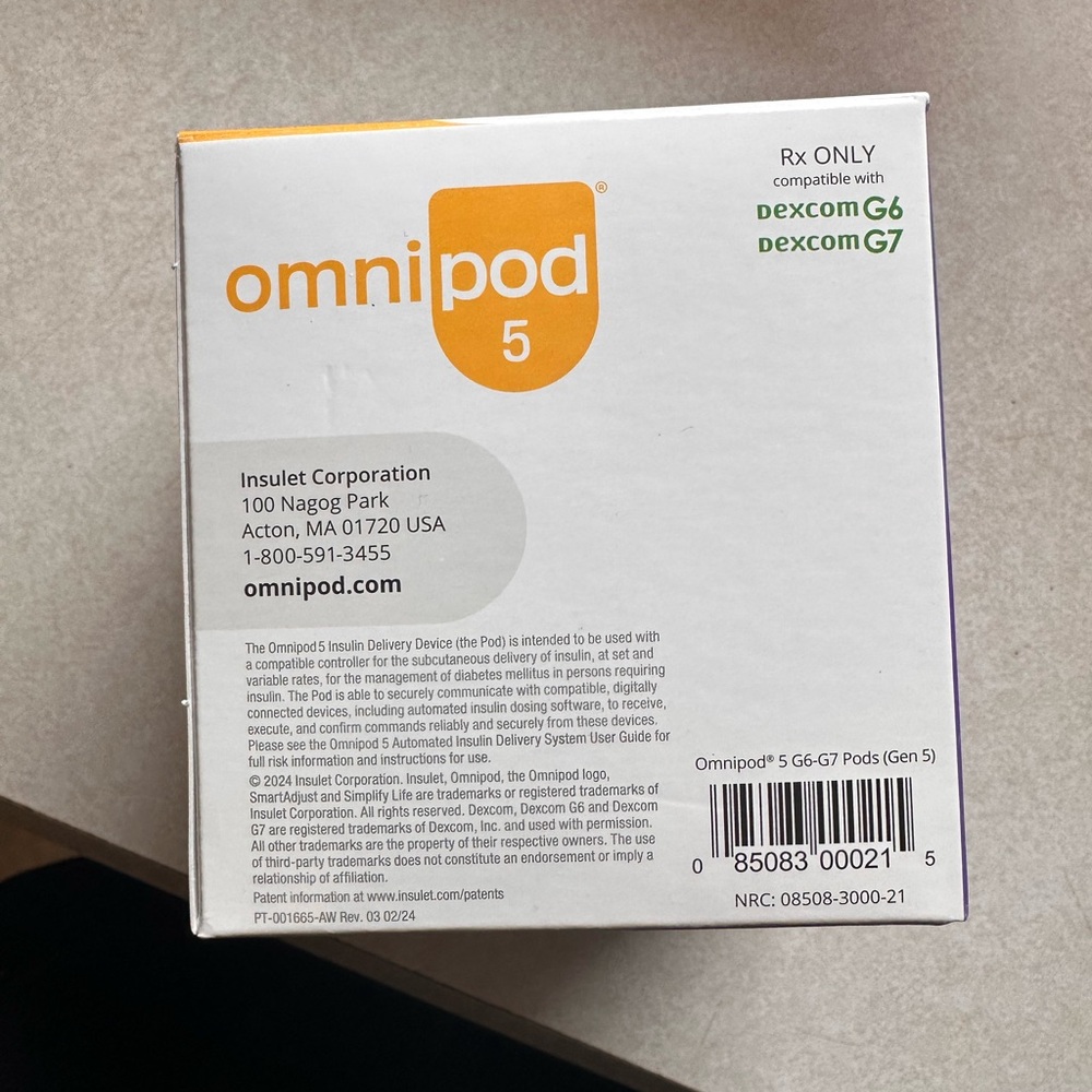 Omnipod 5 5 pack pods G6 G7 New Sealed - Picture 3 of 4